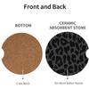 Car Steering Wheel Cover With 2 Pcs Ceramic Absorbent Cupholder Coasters, Black Leopard Cheetah Print Car Accessories Decorations For Women, Fit 15