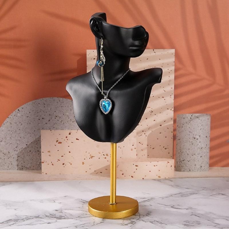 Chic Neck Model Stand Chic Necklace Bust Stand Jewelry Model Organizer Earrings Display Stand Resin Texture for Jewelry