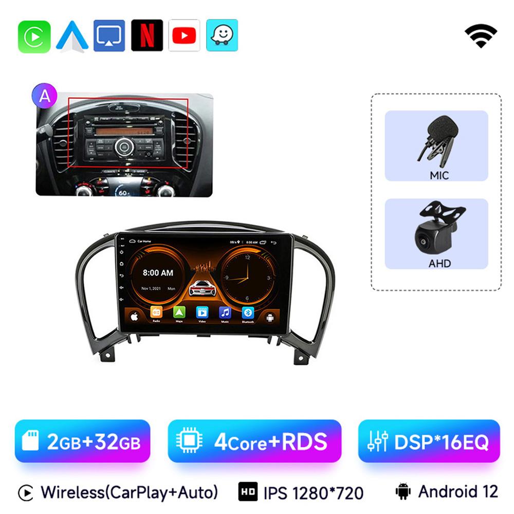 JIUYIN Android 13 Wireless CarPlay Android Auto Radio for Nissan Juke YF15 2010 2011 2012-2014 4G Car Multimedia GPS 2din