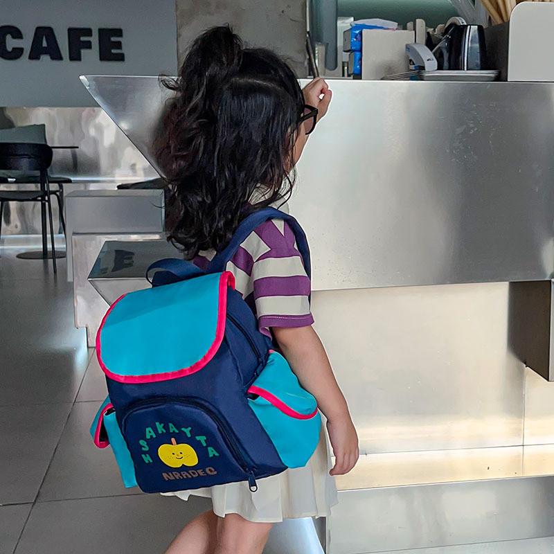 Stylish Colorful Letter Design Canvas Backpack For Kindergarten Kids School Use