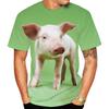 Summer Round Neck 3D Cute Pigs Print Top Fashionable Casual Short Sleeved Men's T-shirts