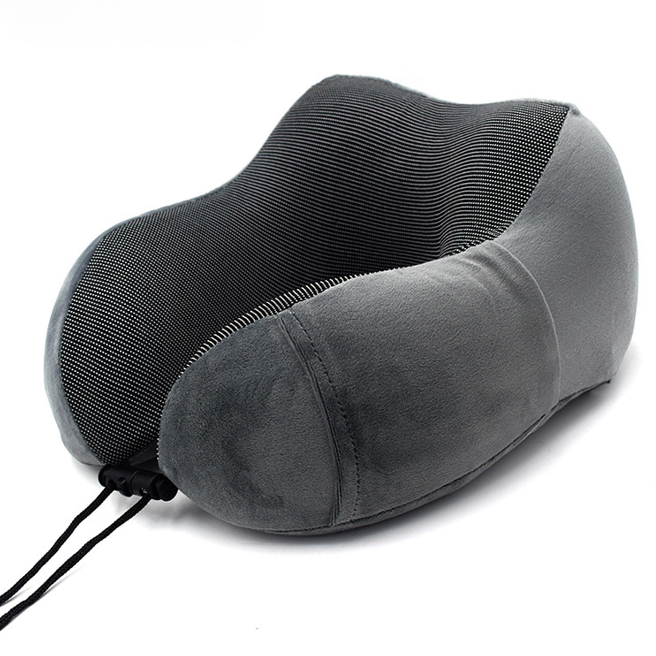 

Подушка для шеи в самолете с сумкой для хранения пены с эффектом памяти U-образная тканевая подушка для шеи темно серый