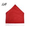 Washable Fabric Chair Covers Christmas Cover Red Santa Hat Dining Slipcover Holiday Elastic Non-woven Protectors Back Cover with Pom for Xmas