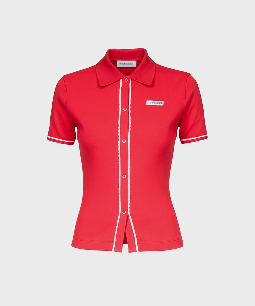 MARINE SERRE (W) Cute 70S Short Sleeve Polo T-Shirt Red Cute 70S Ss Polo T-Shirt Rd10 Red