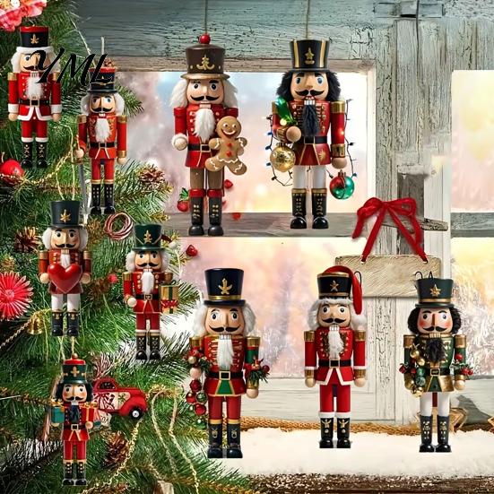 Rustic Christmas Tree Pendants Nutcracker Ornaments, Durable Wooden Hanging Figurines, Country Style Retro Holiday Gift Tags Decorations, for