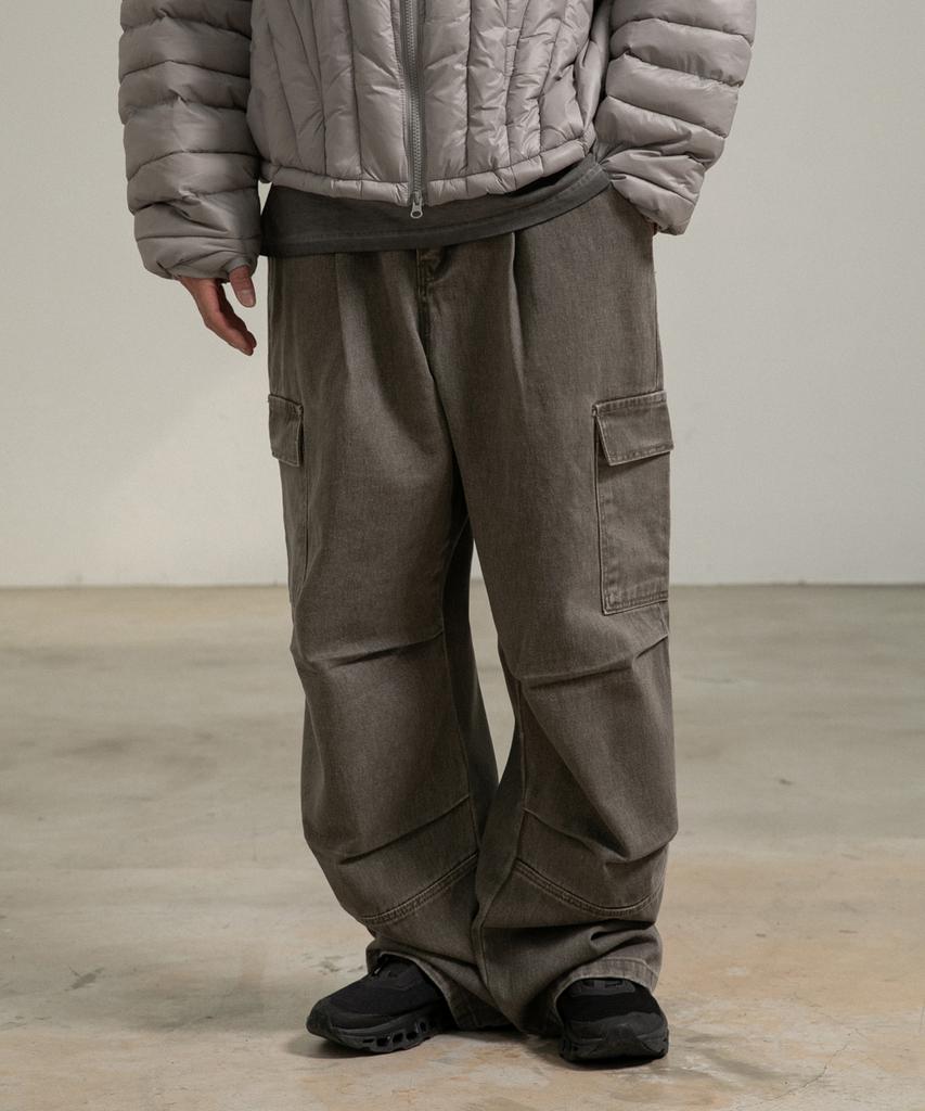 BURNING CAPONE Bc Parachute Dyed Cargo Pants (Charcoal)