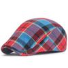 Fashion Fine Stripe Lattice Berets Hat Women Men Spring Summer Plaid Visors Red Green Blue Duckbill Herringbone Flat Cap