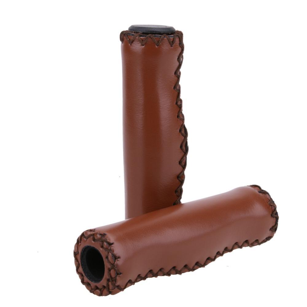 Vintage Retro Riding MTB Road Mountain Bike Handlebar Grip Artificial Leather Cycling Grip Ends New