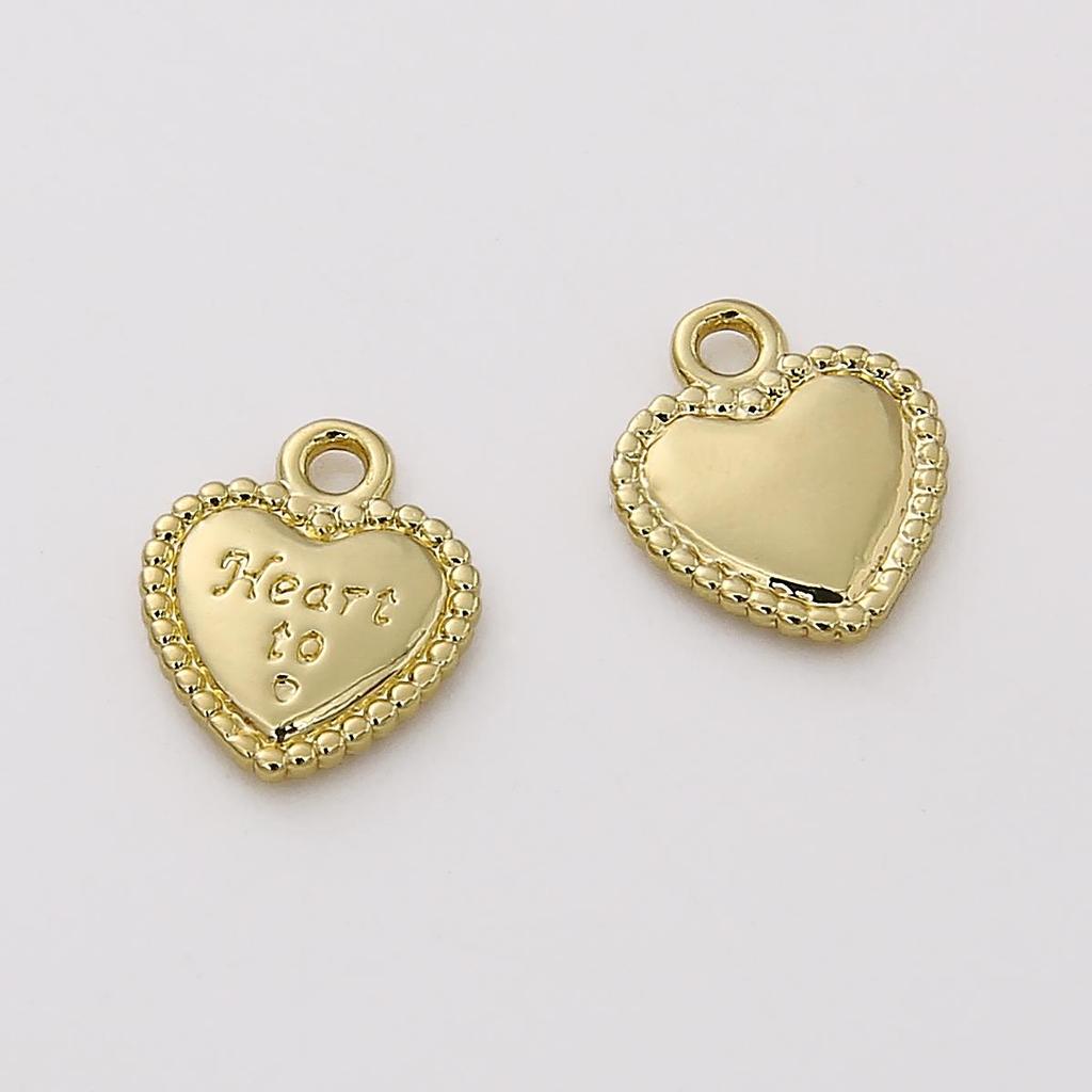 1pc Brass Embossed Heart Charms Lovely Pendnat for Earring Necklace Bracelet Jewelry Making