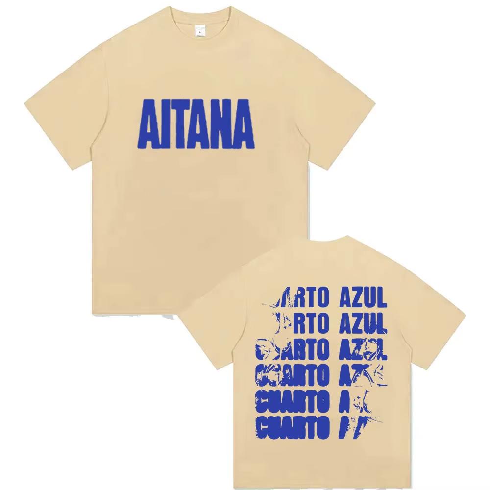 Singer Aitana Cuarto Azul Tour 2025 Print T Shirts Unisex Women Hip Hop Fans Clothing Short Sleeve Tshirt Tops Pure Cotton Tshirt