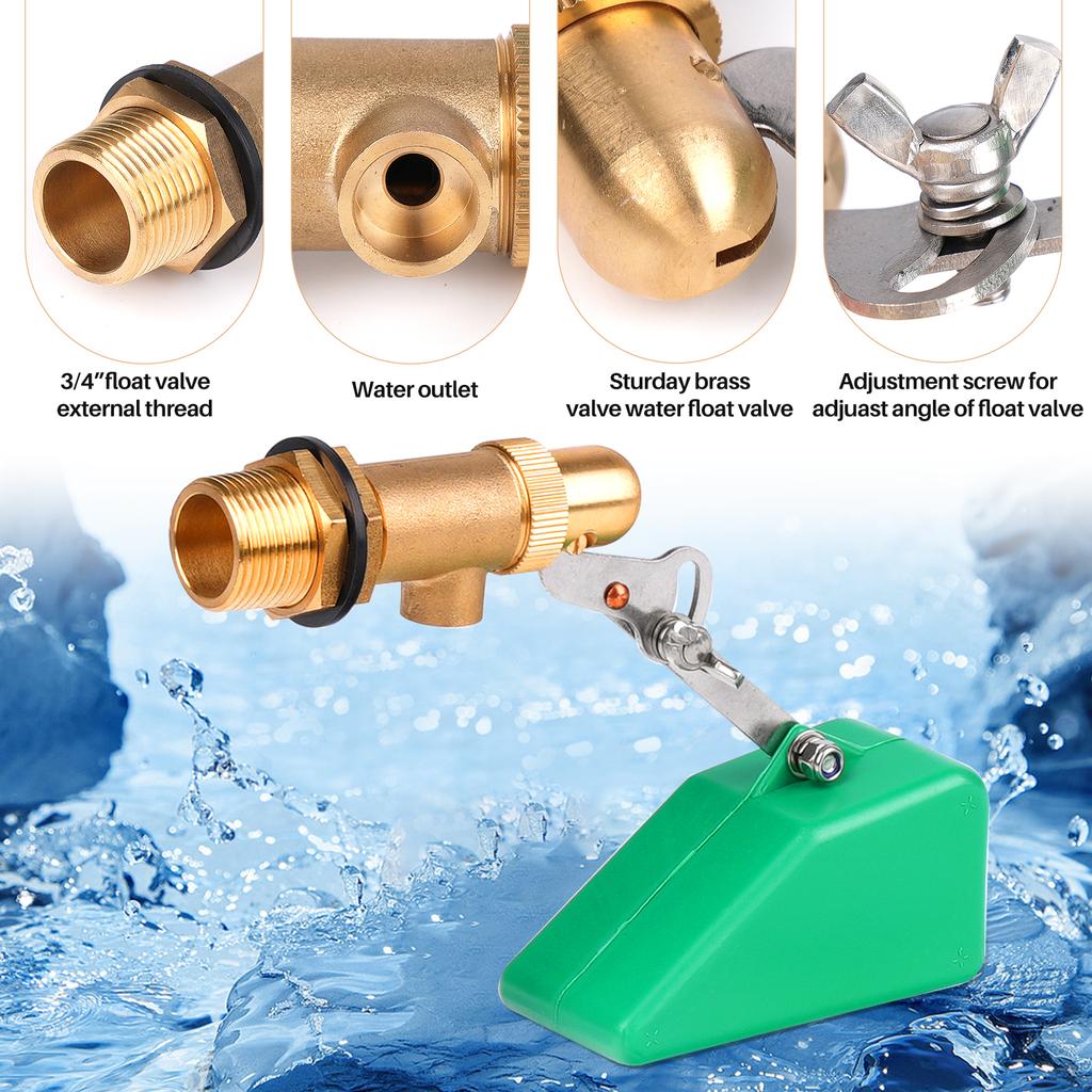 Valvola a Galleggiante in Rame per Acqua 1/2" 3/4" Con Nastro da 3 Metri DN15/DN20 Valvola a Sfera di Controllo Livello Acqua in Ottone Allevamento Animali da Fattoria