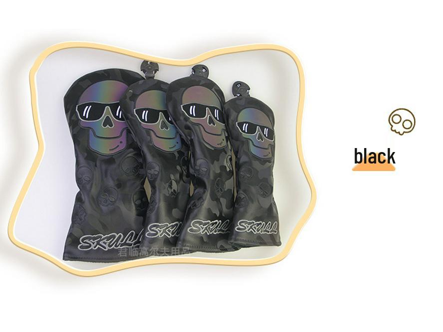 Waterproof Embroidered Skull Golf Club Head Cover - 3 Colors