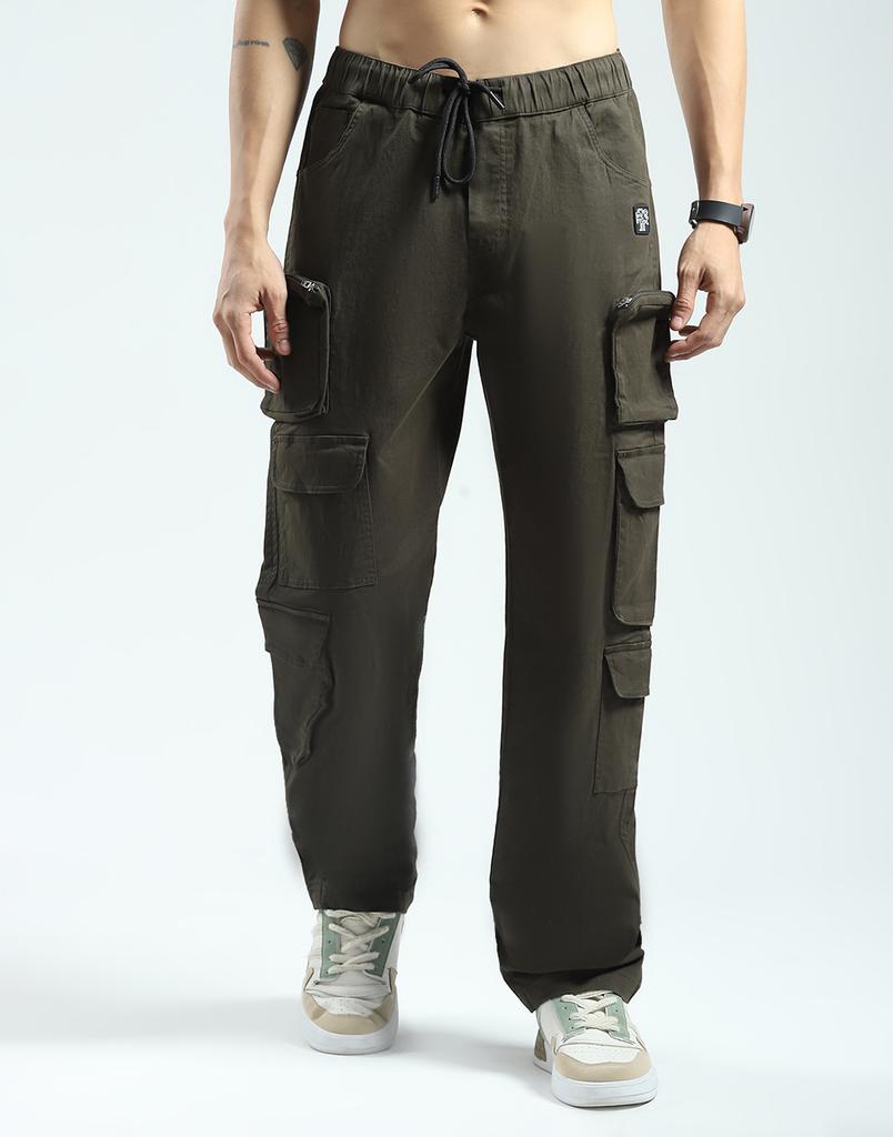 Rock it Men's Solid Straight Fit Cargo