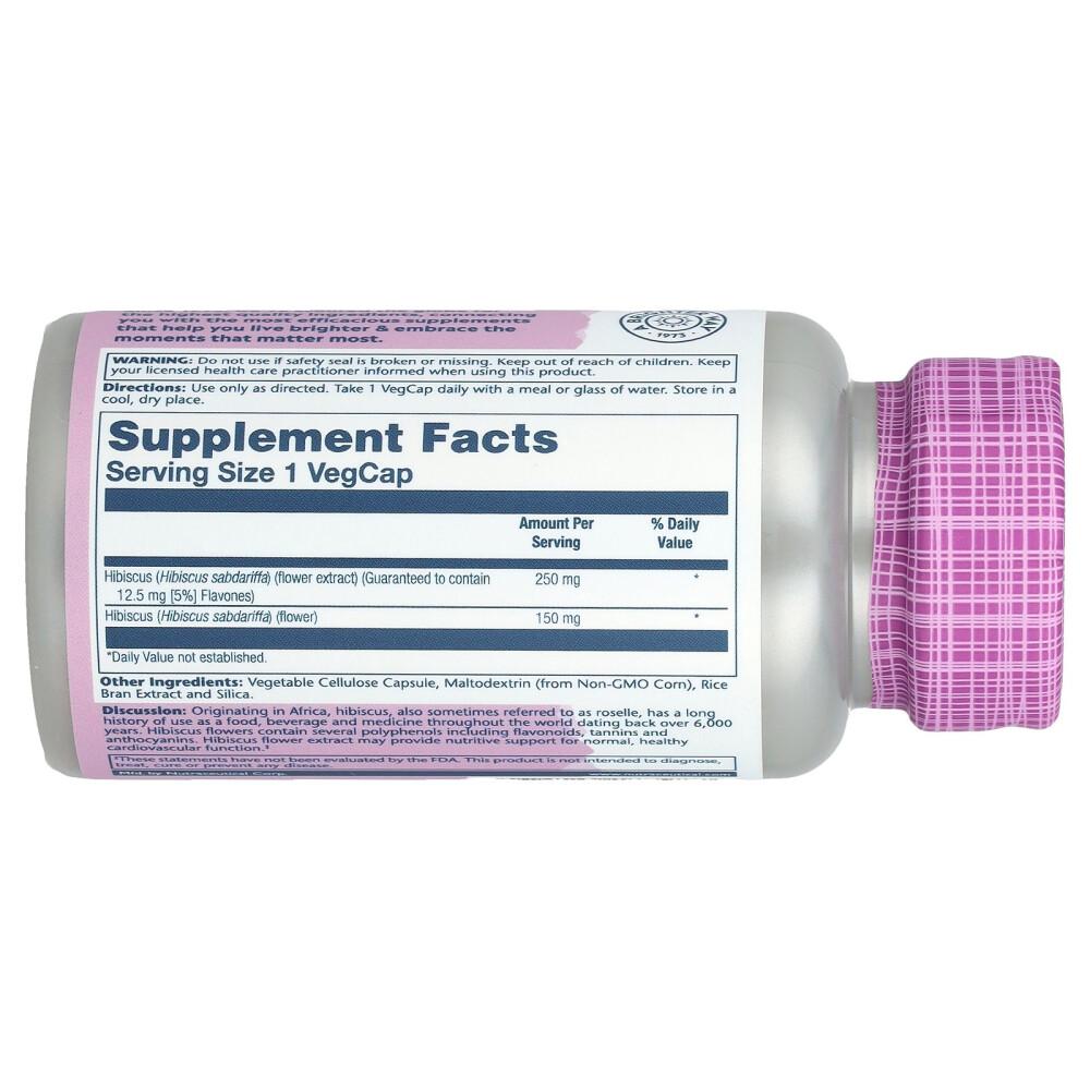 Solaray Hibiscus Flower Extract 250 mg, 60 Vegetarian Capsules