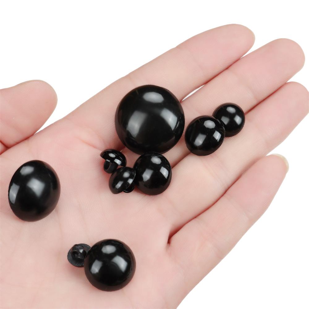 50Pcs Solid Eyes Black Plastic Safety Eyes for Bear Doll Puppet Plush Animal Doll Toy Eye Nose Animal Sewing Button Accessories