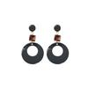 Geometric Wooden-Style Resin Earrings Women Hollow Out Vintage Boho Statement Drop With Leopard Print Detail