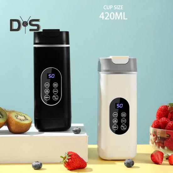 Wireless Portable Blender Fruit Juicer with Sharp Blades Digital Display BPA Free Easy To Clean Rechargeable Electric Mixer Blender