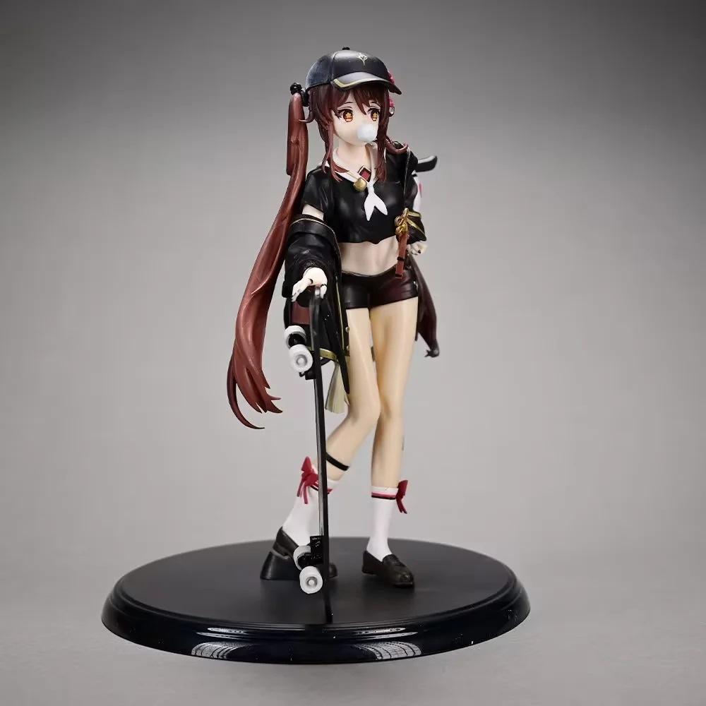 Anime Genshin Impact Hu Tao Figurine Trendy Clothes Skateboarding Hu Tao Action Figures PVC Model Peripheral Toy Birthday Gifts