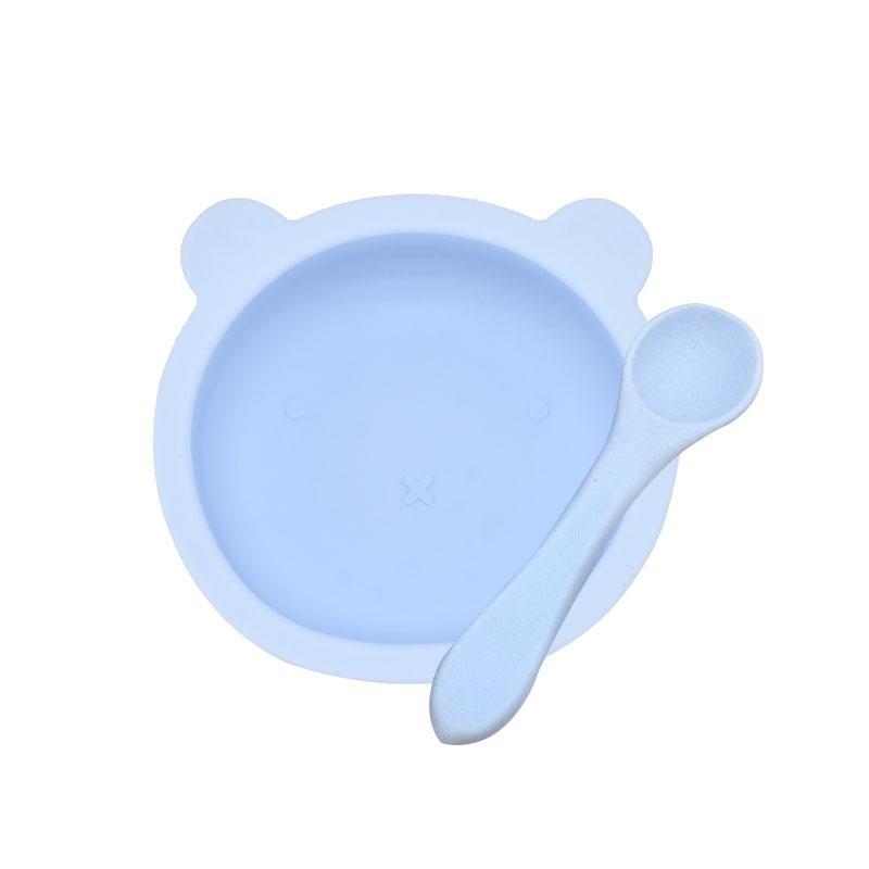 

2022Нова силіконова миска для годування дитини Ведмедик Водонепроникна ложка Нековзкий посуд Силіконовий посуд без вмісту бісфенолу А для дитячої миски Дитяча тарілка