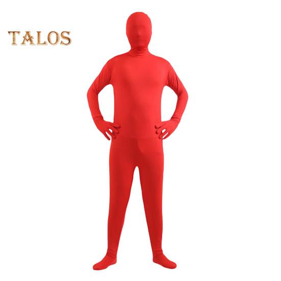 Unisex Halloween Jumpsuit Tight Fit Breathable Long Sleeves Hooded Elastic Solid Color Invisible Jumpsuit Zipper Back Bodysuit Props Party Costume