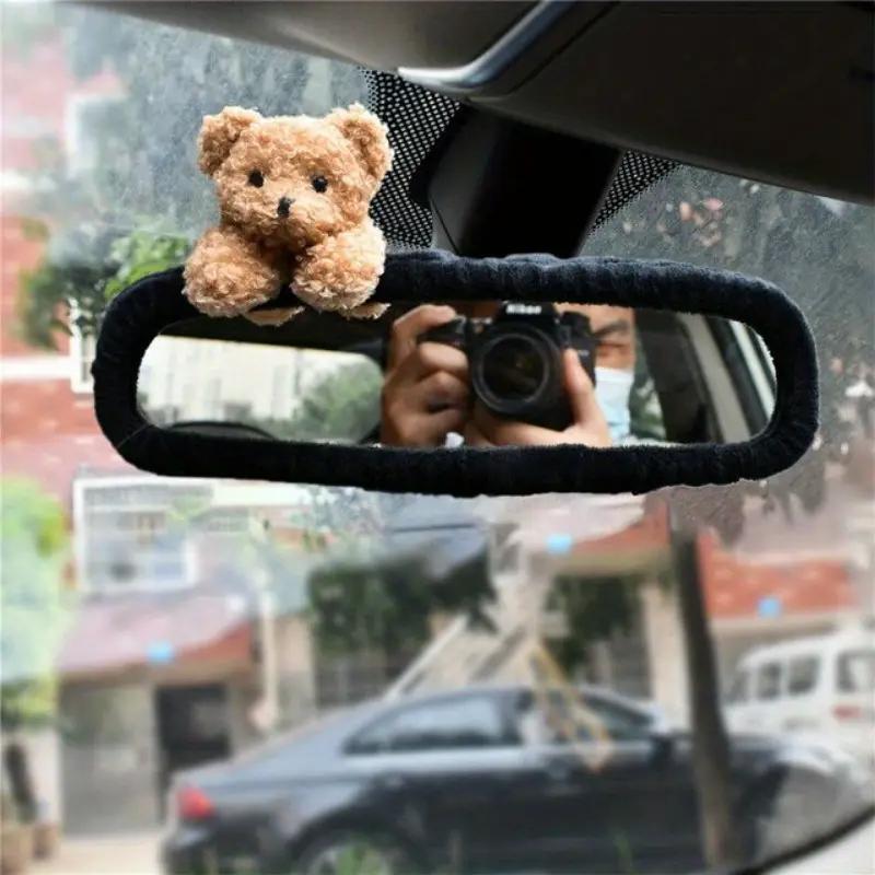 1 PC Car Rearview Mirror Decorative Cover Cute Bow Car Interior Rearview Mirror Protective Cover Electric Car Ornaments