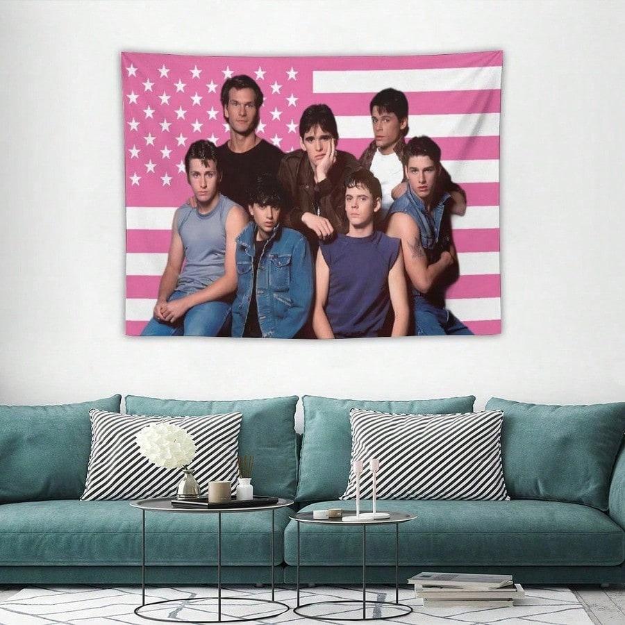 1pc Movie Celebrity Actor Tapestry Outsiders Pink Art Flag Tapestry For Room Aesthetic Living Room Bedroom College Dorm Decor Fo