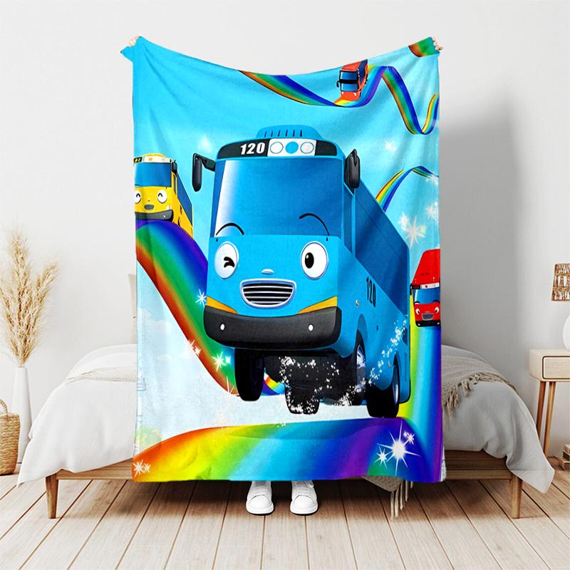 1 pezzo Coperta Tayo il Piccolo Autobus Design Stampato, Coperta Leggera per Divano, Letto - Morbida e Calda, Regalo per Tutte le Stagioni come Natale, Halloween