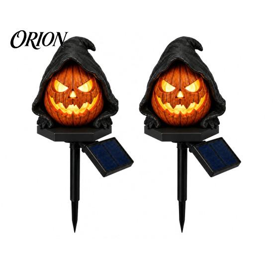Outdoor Halloween Decorations Solar Pumpkin Garden Stake Light, Waterproof Resin LED Weather Resistant Lighting Lantern, Spooky Yard for Patio