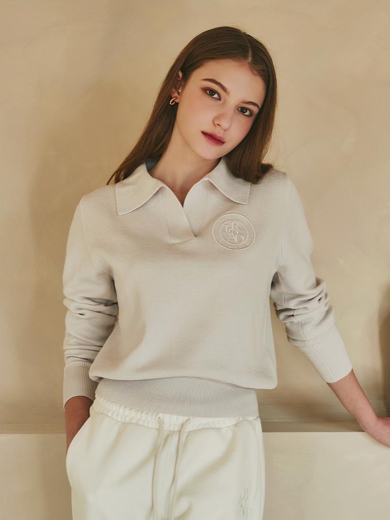 LORDLOAR Signature Collar Long Sleeve Knit Pink
