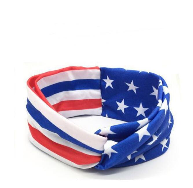 American Flag Independence Day Headband Sporty Elastic Headband, Women's Fashionable Crisscross Wide Headband Hair Accessory