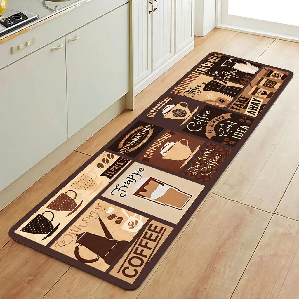 American-Style Vintage Kitchen Floor Mat, Anti-Slip Entrance Door Mat, Laundry Room Corridor Long Carpet, Home Decoration