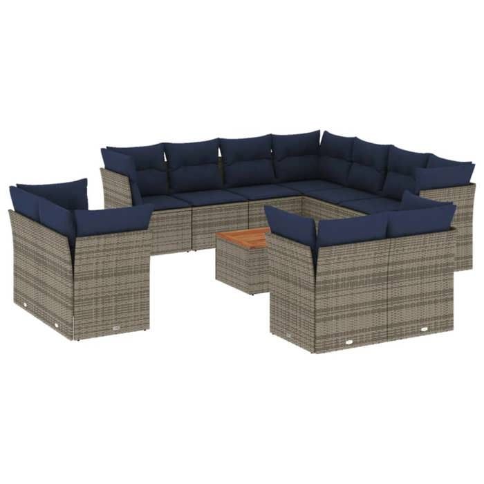 VidaXL Garden Lounge Set with Cushions 12 Pcs, Patio Sofas, Furniture Set, Outdoor Terrace Furniture, Grey 3256278