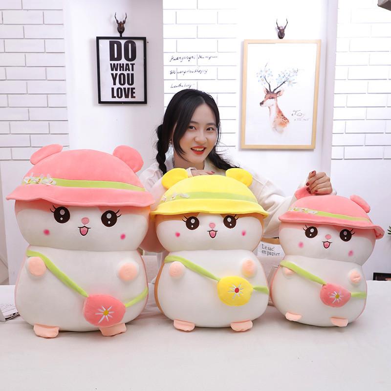 Cute Hamster Plush Toy With Hoodie Large Sleep Pillow For Kids And Girls