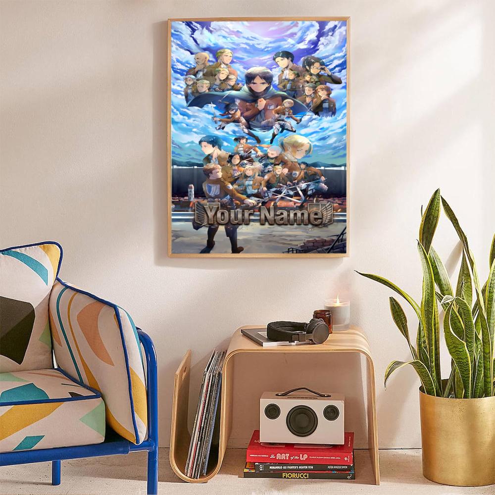 Attack Titan Personalized Name Diamond Paintings Mosaic Wall Round Diamond Art Painting Kits Embroidery Crystal Accessories Frameless