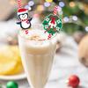 Biodegradable Christmas Paper Straws with and  Tree Artwork Holiday Party Drinkware for Kids Adults