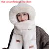 Thickened Plush Women Beanies Cap Cute Bear Ear Integrated Cap Scarf  Autumn Winter