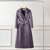 Elegante Soprabito Lungo da Donna Trench Vintage in Pelle Cappotto Mezza Lunghezza Slim Fit Primavera Autunno Capospalla
