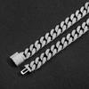BES 12mm Wide Cuban Link Chain Bracelet Necklace Hip Hop Personality Trend Hip Hop Brass Zircon Miami Cuban Chain Jewelry
