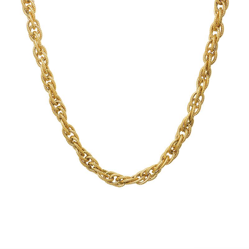 Italian Woven Chain Hip-Hop Style Necklace & Bracelet Set - Women's Handmade Titanium Steel Jewelry
