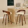 Set de 2 Scaune de Bar, Scaune de Bar Pivotante la Înălțimea Barului cu Spătar Jos, Scaune de Bar din Lemn cu Șezut Moale cu Pernă, Înălțime Șezut 63CM (Înălțime blat bej) ,DE1854BG