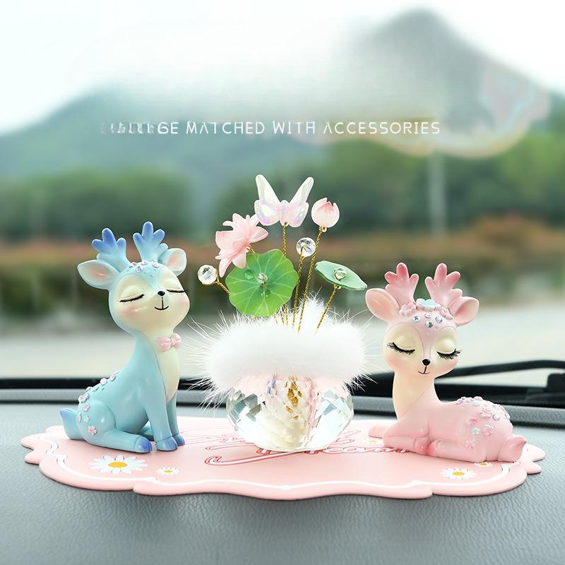 Crystal Lucky Fruit Car Decoration Set - Creative Car Interior Decor Item - Car Central Console Decoration Matching