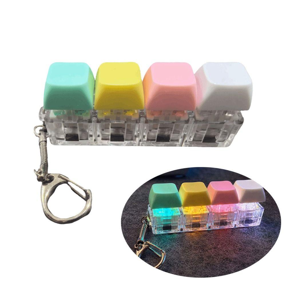 Portable Fidget Keychain 4 Keys Stress Relief Toy Pass Time Keyboard Fidget Toy Adult