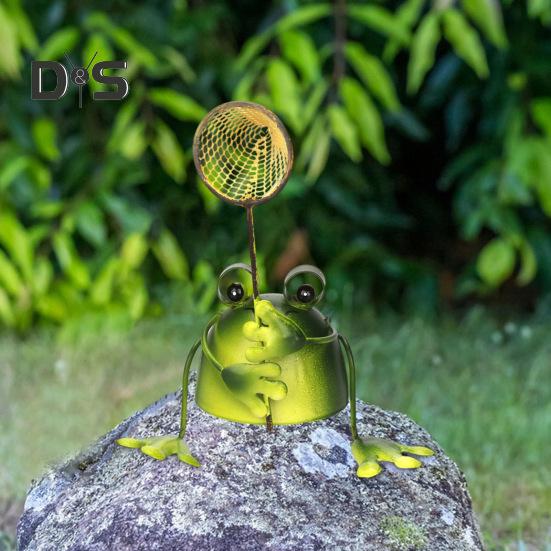 Frosch-Gartenstatue, handgefertigt, Eisenfrosch-Ornament, Sammler-Froschfigur für Terrasse, Balkon, Heimdekoration, Büro, Schreibtisch