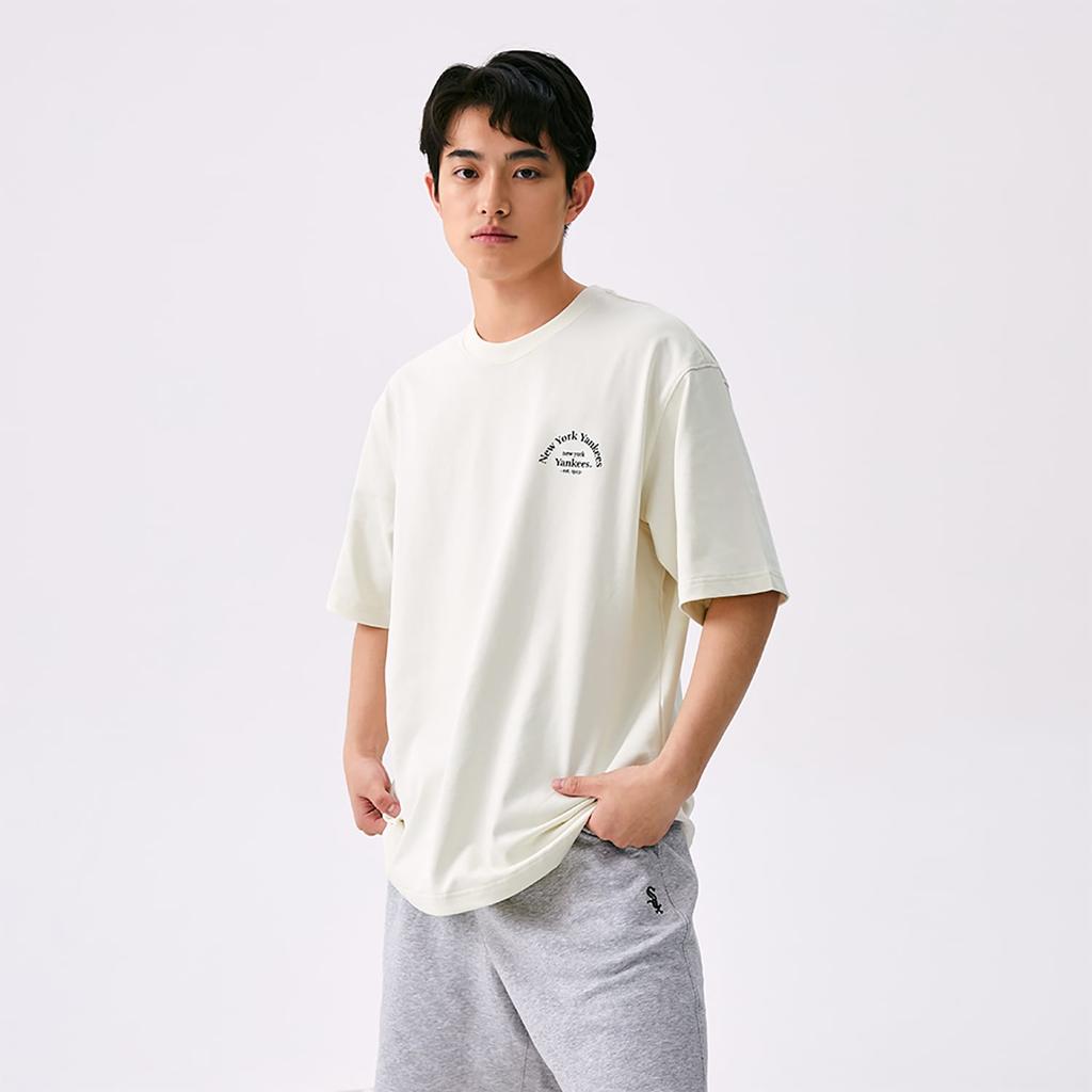 MLB New York Yankees Basic Collection T Shirt Unisex Cream 3ATSB4153-50CRS