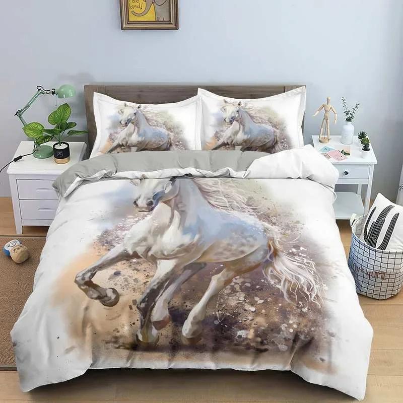 Horse Animal 3D Bedding Double Bed Duvet Cover Set for Adults Soft Home Textile No Sheet Full King Size Decor Bedroom Textile
