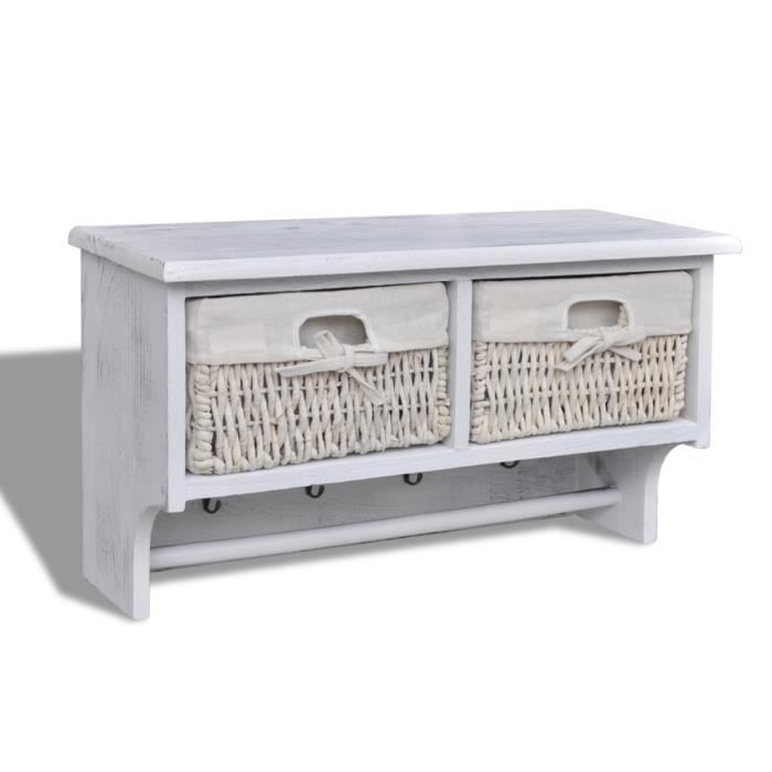 VidaXL Porte-manteau Blanc 60x23,5x33 cm Bois de Paulownia