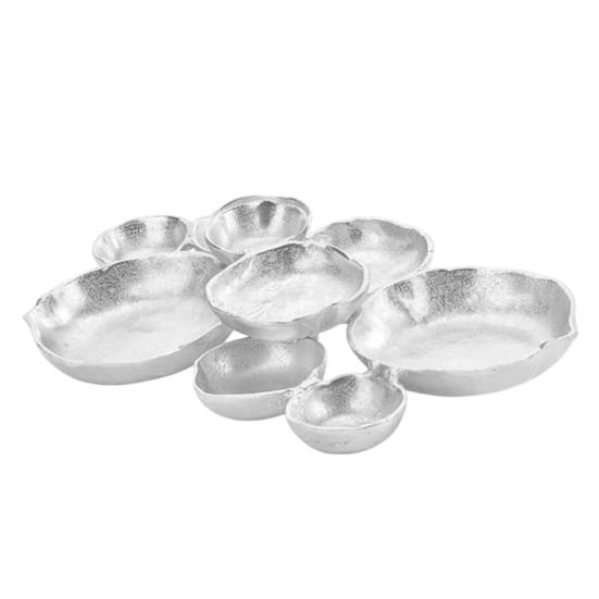 Cluster Serving Bowl Decorative 9-Grid Snack Serving Dish Multi Bowl Platter Modern Metal Tabletop Food Tray for Party Gathering Table Decor