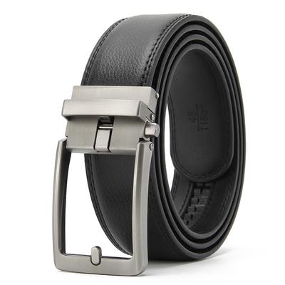 Functional Buckle Belt Automatic Buckle Two Layer Cowhide Belt Men's Casual Belt