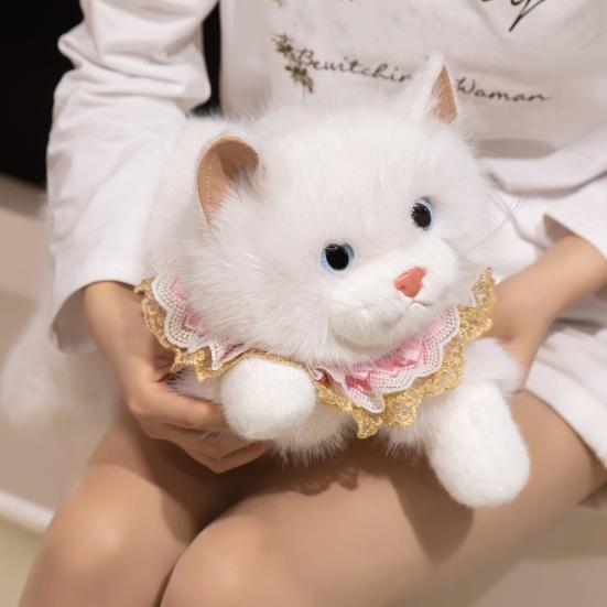 Brinquedo de Pelúcia Gato Siamês Realista com Som Animal de Pelúcia Macio Gatinho Companheiro Realista para Abraçar Presente de Aniversário para Crianças Amantes de Gatos