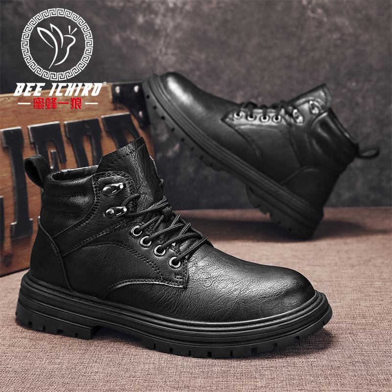 

Martin boots men s shoes autumn and winter high-top casual leather shoes trendy work boots 38